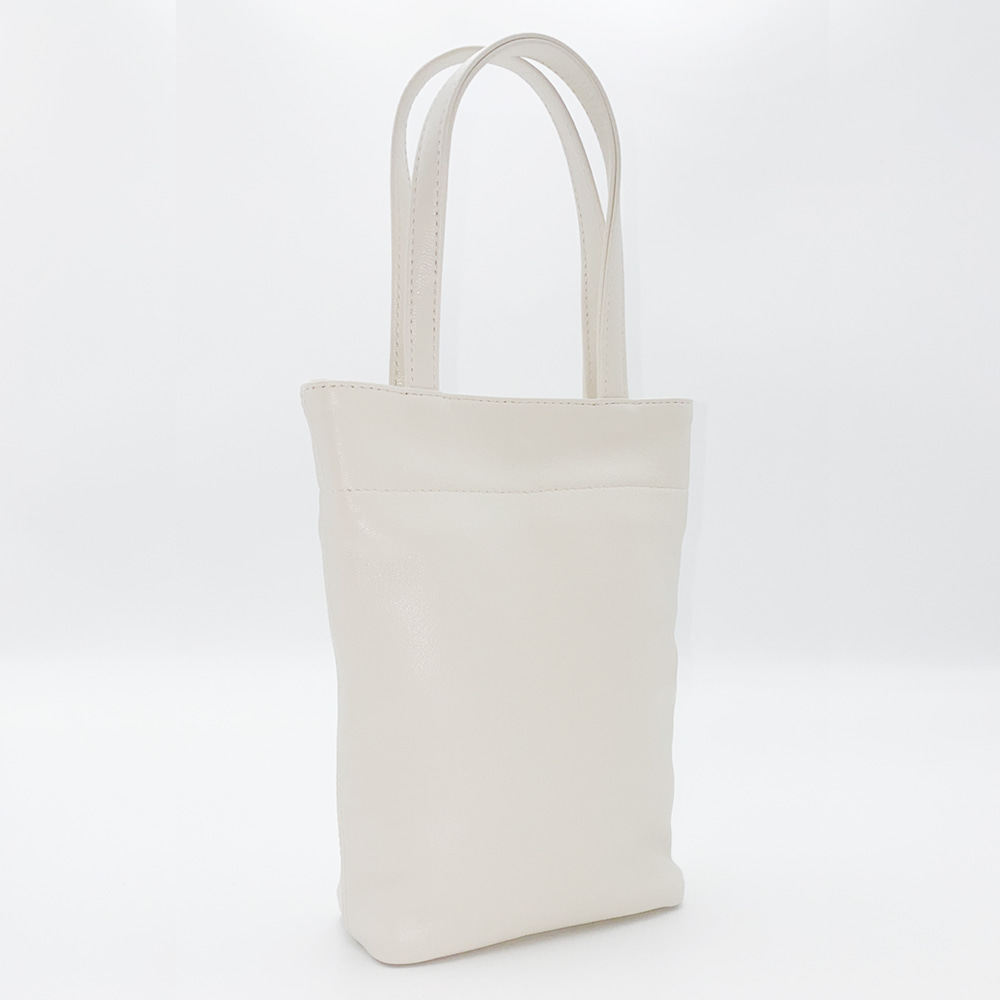 Leather Mini Tote Bag / White / Goat Leather