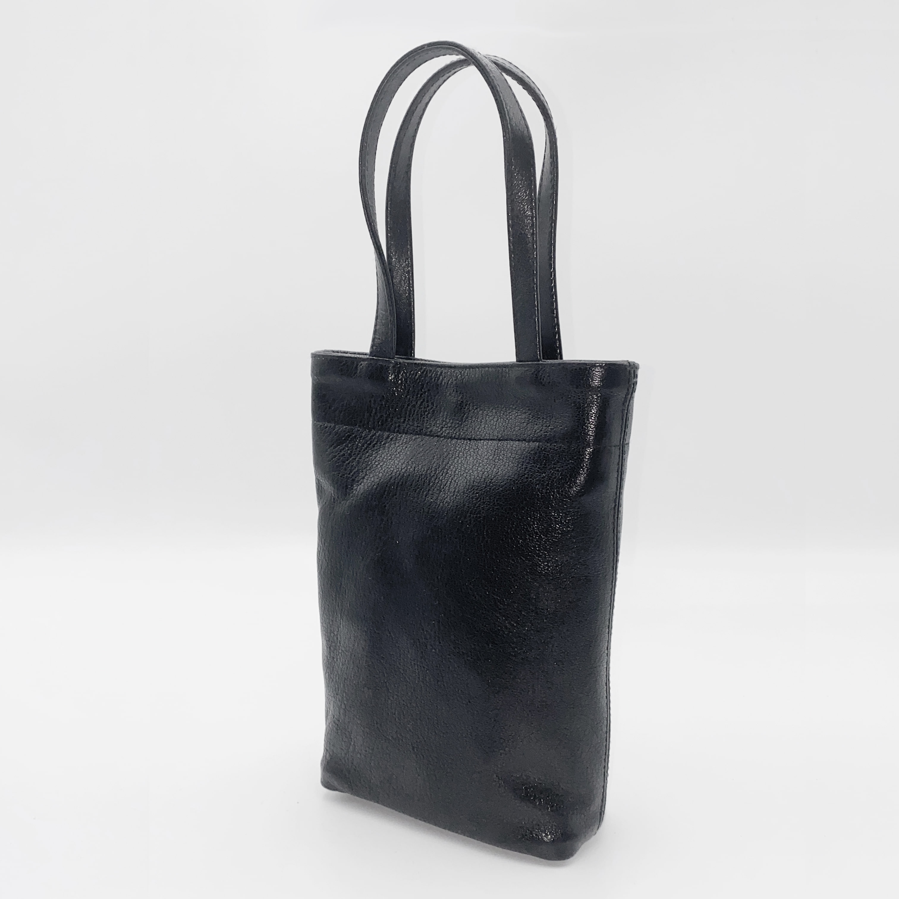 Leather Mini Tote Bag / Black / Goat Leather