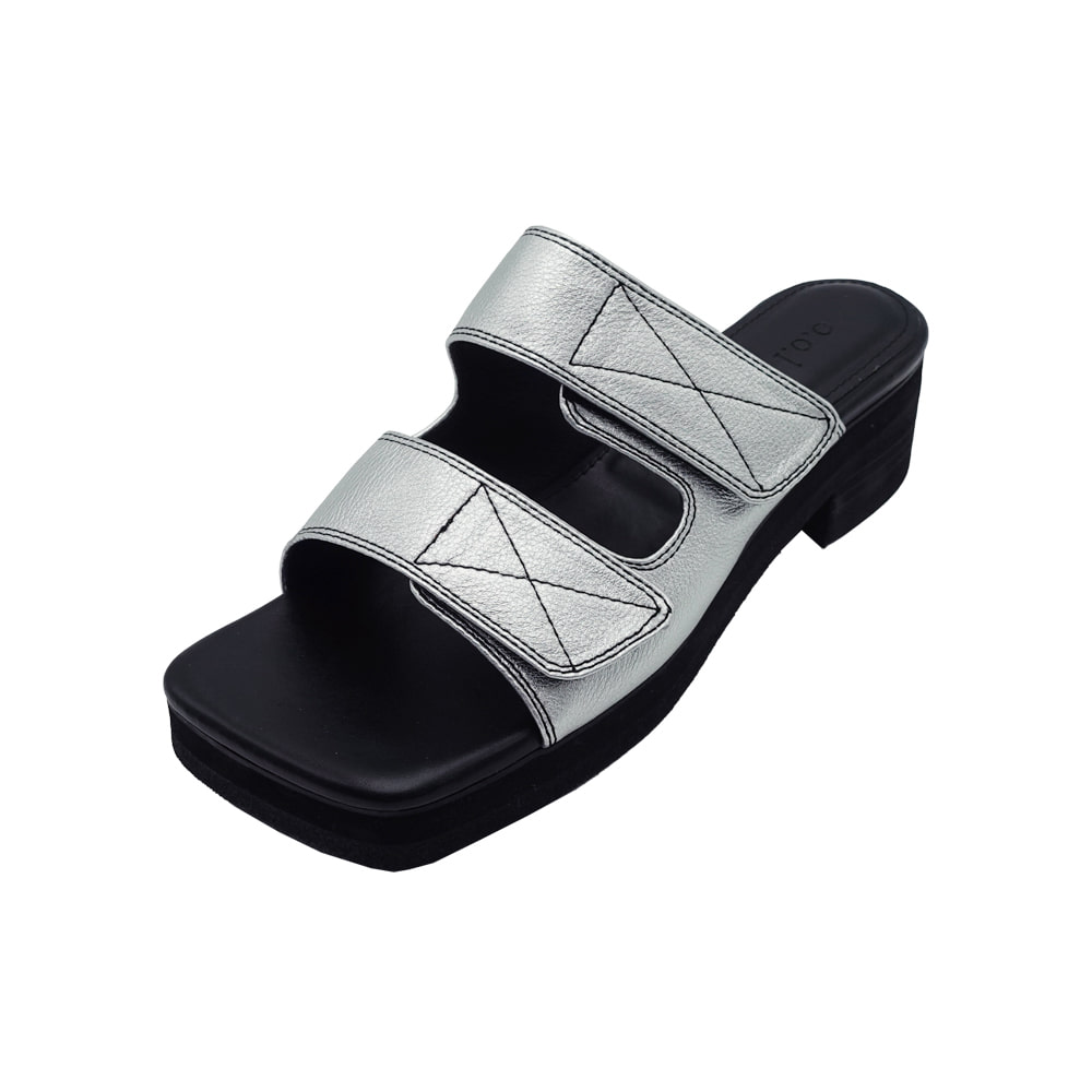 ﻿Velcro Tape Sandals / Silver